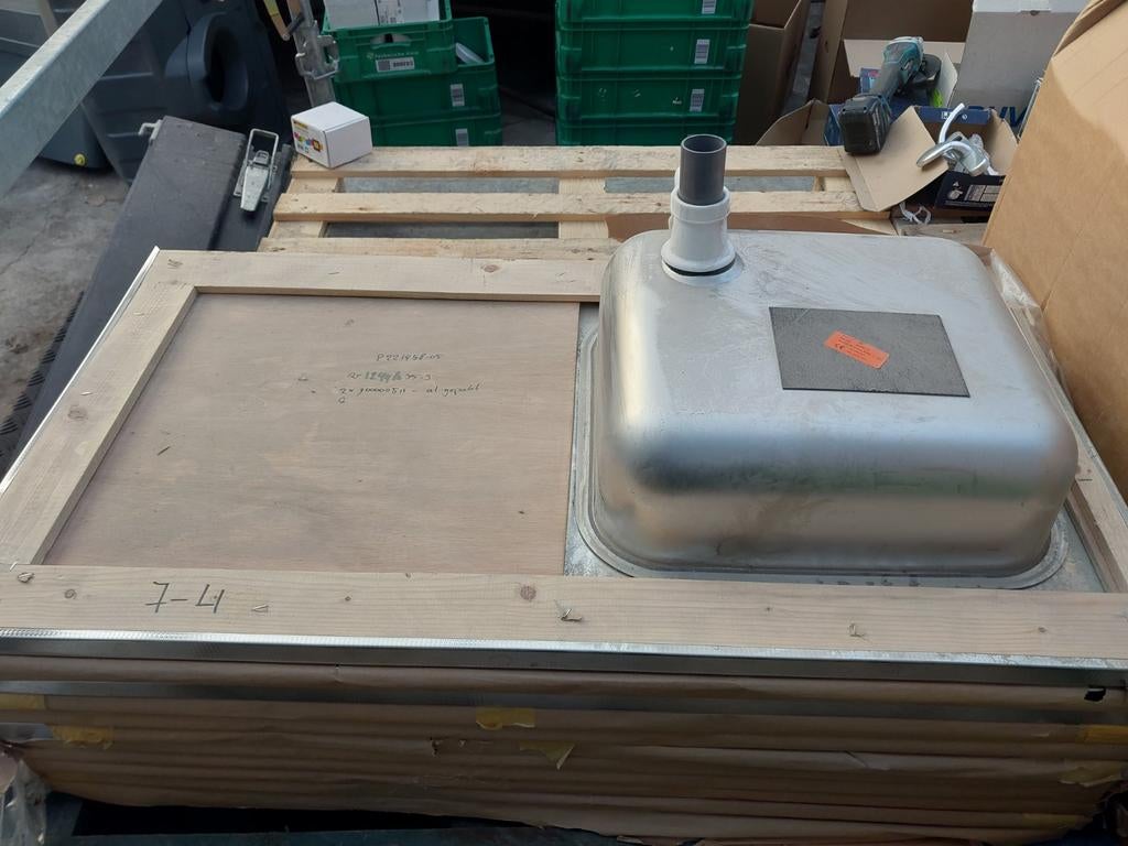 RVS keukenblad incl spoelbak 1020x550mm, Doe-het-zelf en Verbouw, Gebruikt, Minder dan 25 mm, Ophalen of Verzenden, Minder dan 200 cm