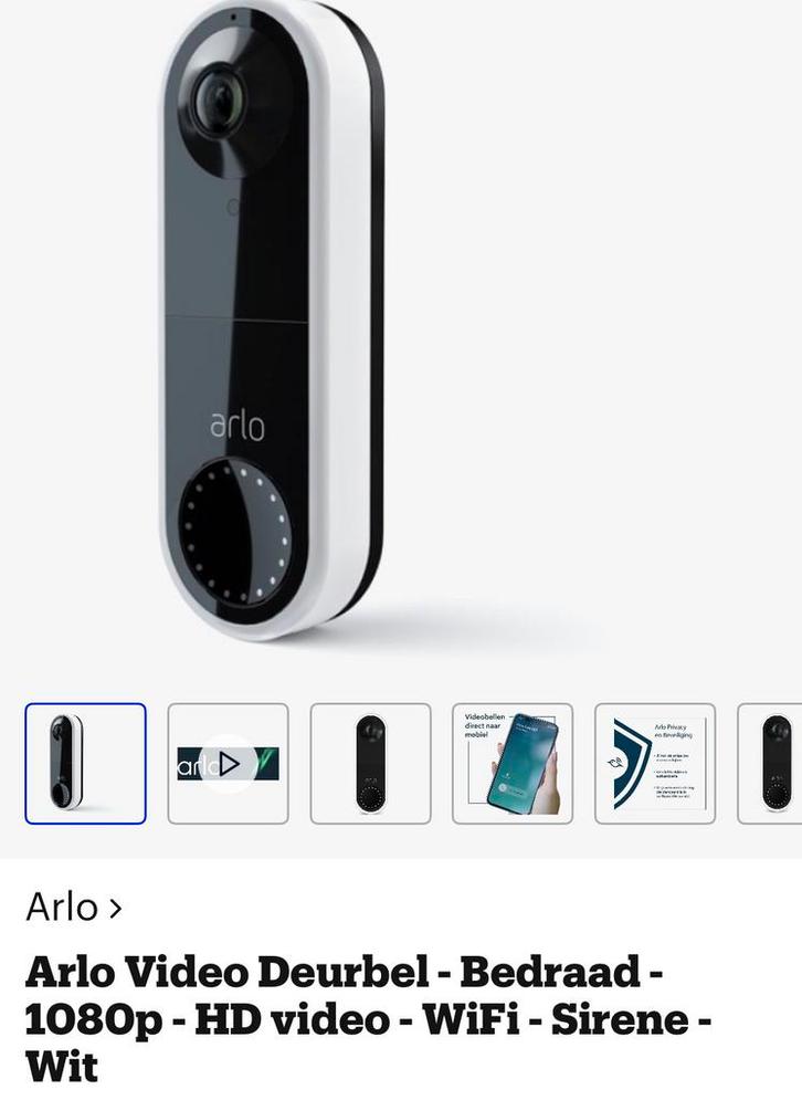 Arlo security videodeurbel bedraad - 2 jaar!, Huis en Inrichting, Deurbellen, Zo goed als nieuw, Bedraad, Ingebouwde camera, Compatibel met smartphone