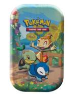 Pokemon - Lege Mini Sinnoh Starters Tin met mix 50 kaarten, Ophalen of Verzenden, Zo goed als nieuw, Meerdere kaarten, Foil