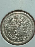 Kwartje 1941p, Postzegels en Munten, Munten | Nederland, Zilver, 25 cent, Ophalen of Verzenden, Koningin Wilhelmina