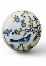 Porseleinen kastknop vogel blauw goud, Ophalen of Verzenden, Nieuw