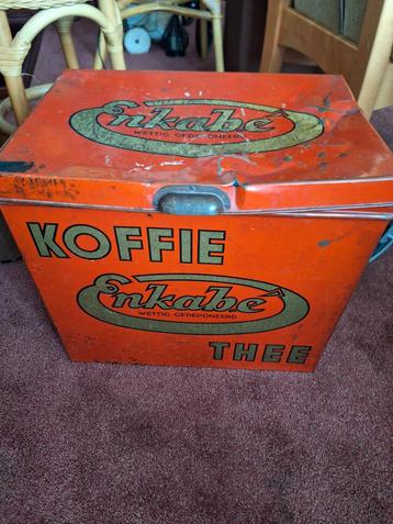 Vintage Enkabé Koffie/Thee Blik beschikbaar voor biedingen