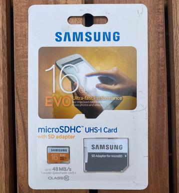 NIEUW: Samsung SD kaart 16Gb incl adaptor beschikbaar voor biedingen