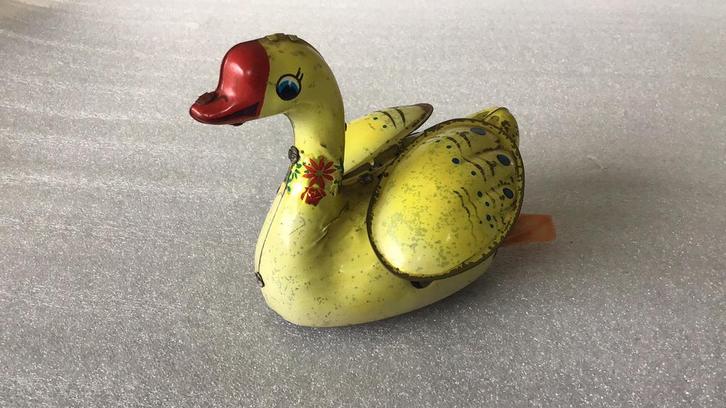 Rijdende zwaan met werkende frictie motor, Antiek en Kunst, Antiek | Speelgoed, Ophalen of Verzenden