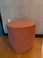 TE KOOP! Poef oud rose velours, Ophalen, Minder dan 50 cm, Rond, Minder dan 50 cm