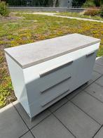 Commode grijs en wit 140x53,7x95cm 3 lades, Ophalen, 50 tot 70 cm, 105 cm of meer, Voetruimte