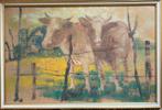 Schilderij op board  met koeien 1965, Antiek en Kunst, Kunst | Schilderijen | Klassiek, Ophalen