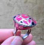 Forse zilveren ring met rose emaille, Ophalen of Verzenden, Zo goed als nieuw, 17 tot 18, Dame
