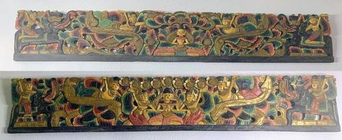 houten wand deur panelen uit Bali 2 stuks van 200x34 cm, Antiek en Kunst, Curiosa en Brocante, Ophalen