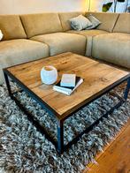 Salon tafel eikenhout met roestvrijstaal  85x85cm, Huis en Inrichting, Ophalen, 50 tot 100 cm, Zo goed als nieuw, Minder dan 50 cm