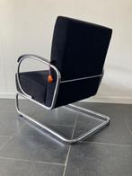 Gispen 407 fauteuil , chroom, zwarte ribstof, Minder dan 75 cm, Design, Ophalen of Verzenden, Zo goed als nieuw