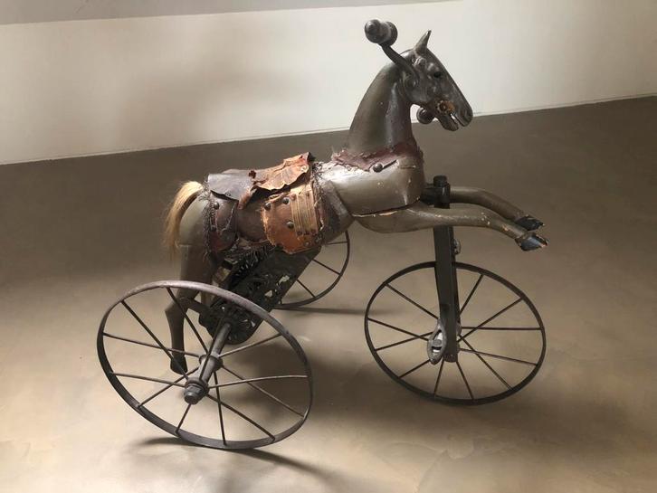 Antieke Franse Speelgoed Driewieler Paard, Antiek en Kunst, Antiek | Overige Antiek, Ophalen