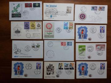 FDC eerste dag covers diverse landen mix, 12 stuks beschikbaar voor biedingen