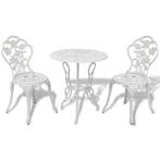 3-delige Bistroset gietaluminium wit €169, Tuin en Terras, Ophalen of Verzenden, Nieuw