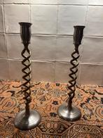 Barleytwist open kandelaar - Engelse stijl- messing?met tin, Antiek en Kunst, Ophalen of Verzenden, Koper of Brons