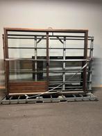 Grote hardhouten schuifpui dubbel glas schuifdeur schuifraam, Ophalen, Gebruikt, 225 cm of meer, Schuifpui