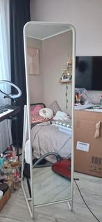 Grote staande spiegel IKEA metalen omlijsting wit, Ophalen of Verzenden, Zo goed als nieuw, Rechthoekig