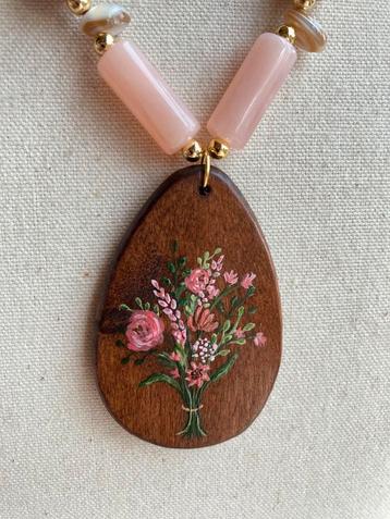 Handbeschilderde Ketting Pink Bouquet €25 SALE NU €19,50🌷 beschikbaar voor biedingen