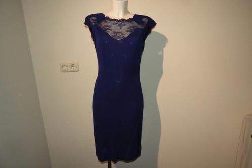 Class Cavalli diep paarse jurk bovenkant open sier werk S, Kleding | Dames, Jurken, Gedragen, Maat 36 (S), Paars, Onder de knie