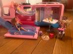 Barbie camper, fiat 500, paard en poppen, Ophalen of Verzenden, Zo goed als nieuw, Barbie