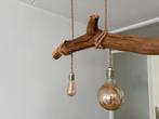 Stoere houten hanglamp met 3 LED lampen, Ophalen, Nieuw, Hout, Minder dan 50 cm