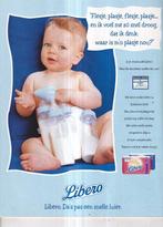 Retro reclame 1995 Libero baby luiers flesje melk & plasje, Verzamelen, Retro, Ophalen of Verzenden