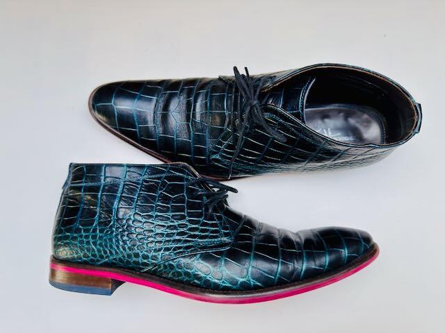 Floris van Bommel Maat 9,5 / 44 Limited edition Blauw croco, Kleding | Heren, Schoenen, Gedragen, Veterschoenen, Blauw, Ophalen of Verzenden