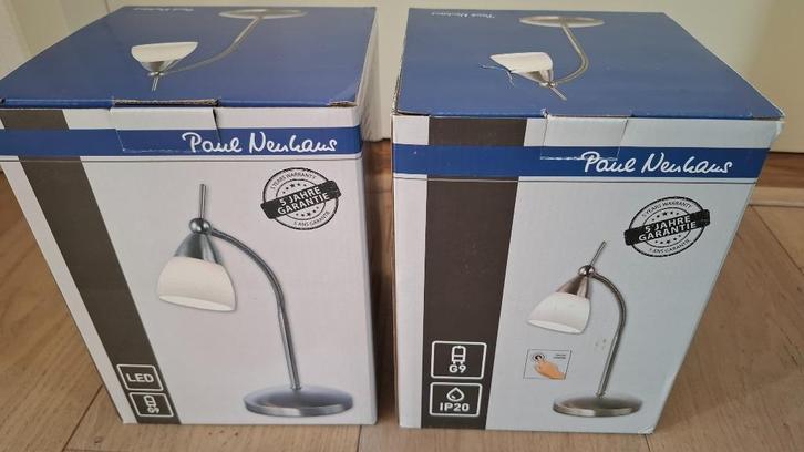 2x Paul Neuhaus tafellamp Pino, Huis en Inrichting, Lampen | Tafellampen, Zo goed als nieuw, Minder dan 50 cm, Glas, Metaal, Ophalen
