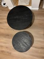 Set van 2 zwarte bijzettafels, Ophalen, Minder dan 45 cm, Minder dan 55 cm, Rond