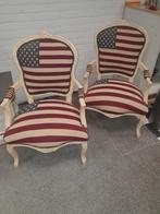 Set van 2 fauteuils met Amerikaanse vlag design, Ophalen, Gebruikt, Twee, Wit