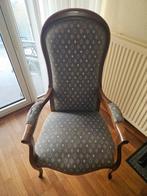 Antieke fauteuil met blauwe bekleding, Ophalen of Verzenden