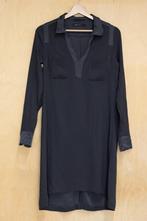 Expresso donker grijze jurk antraciet met satijn 34 XS, Expresso, Ophalen of Verzenden, Zo goed als nieuw, Knielengte