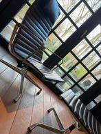 Vitra EA124 +EA125 set zwart leder/gepol.alu Eames, Huis en Inrichting, Ophalen, Gebruikt, Zwart, Leer