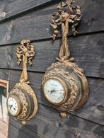 Antieke bronzen cartel klok barometer., Antiek en Kunst, Antiek | Klokken, Ophalen