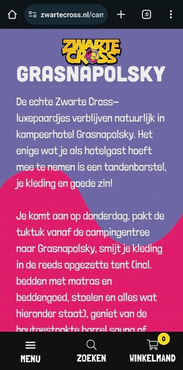 Zwarte cross Grasnopolsky 4 persoons camping tickets 