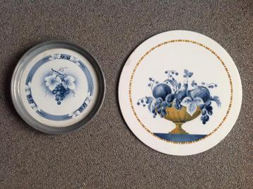 2x oud porselein schaal bord wandbord druiventros fruitbowl beschikbaar voor biedingen