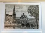 Leiden ets van Koornbeurs brug gesigneerd en genummerd, Antiek en Kunst, Kunst | Etsen en Gravures, Ophalen of Verzenden