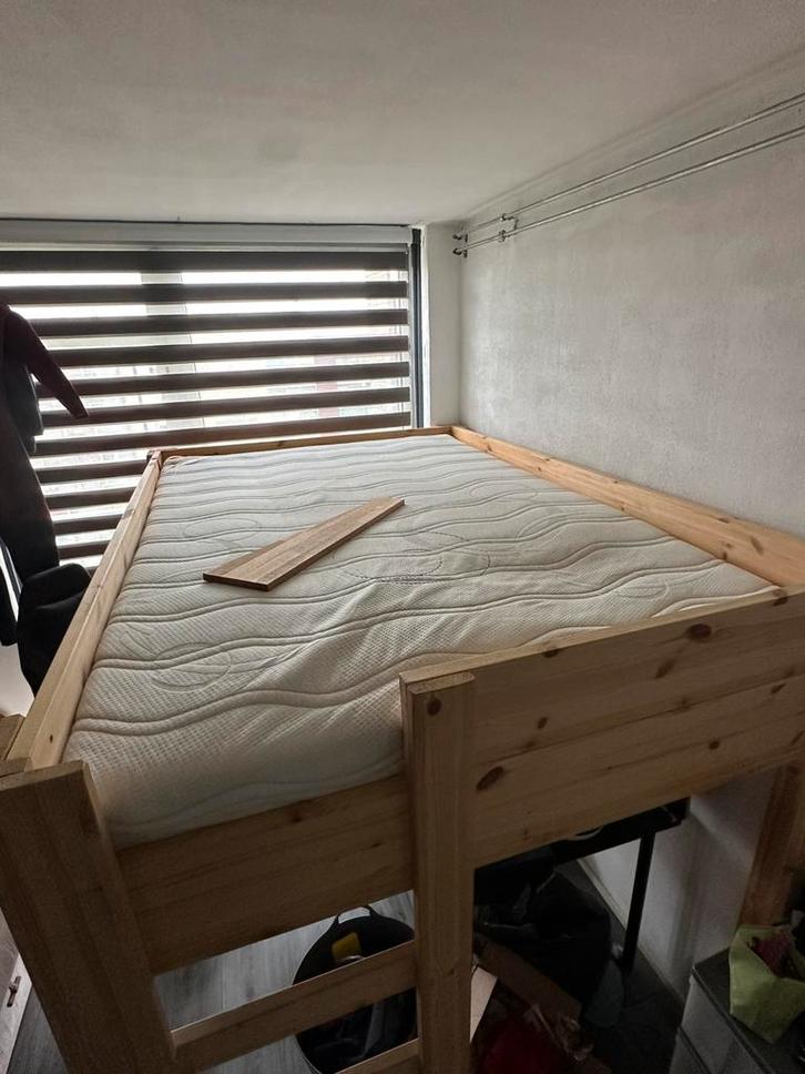 Hoogslaper 2 persoons (handgemaakt/hout), Huis en Inrichting, Slaapkamer | Stapelbedden en Hoogslapers, Ophalen of Verzenden