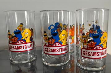 Nieuw! Set Sesamstraat glazen Bert Ernie Grover Pino Cookie beschikbaar voor biedingen