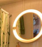 Vintage 60 cm  Ronde Spiegel met lamp Allibert, Ophalen, Minder dan 50 cm, Gebruikt, Rond