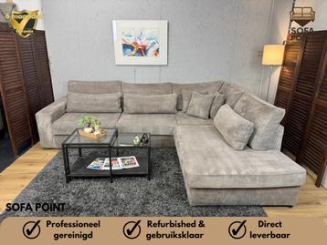 GRATIS LEVERING Stevige Beige Ribstof Hoekbank beschikbaar voor biedingen
