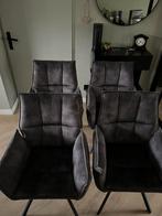 Draaibare eetkamerstoelen velours antraciet, Huis en Inrichting, Stoelen, Ophalen, Zo goed als nieuw, Grijs