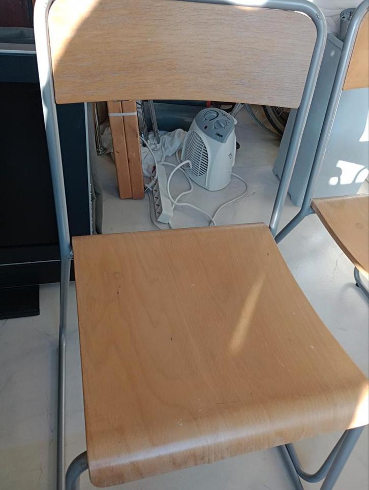 Houten Stoelen Set van 4, Huis en Inrichting, Stoelen, Gebruikt, Vier, Hout, Metaal, Bruin, Ophalen