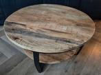 Salontafel rond 90 cm mango hout industrieel zwart, Ophalen, Rond, Minder dan 50 cm, 50 tot 100 cm