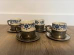 4 tinnen kopjes met schoteltjes, Antiek en Kunst, Antiek | Tin, Ophalen of Verzenden
