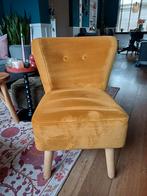 Gele fauteuil met velours bekleding, Ophalen, Gebruikt, Stof, 50 tot 75 cm