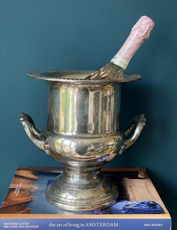 Vintage Franse verzilverde champagnekoeler, Antiek en Kunst, Antiek | Goud en Zilver, Ophalen of Verzenden