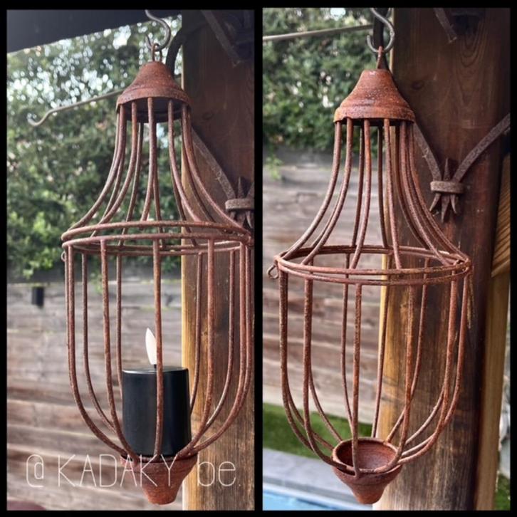 Roest hanger windlicht - Ornament druppel puntvorm -, Huis en Inrichting, Woonaccessoires | Kandelaars en Kaarsen, Nieuw, Kandelaar