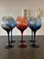 Vintage Gekleurde Wijnglazen - Set van 6, Antiek en Kunst, Ophalen