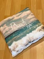 Decoratief kussen met strandmotief, Ophalen of Verzenden, Zo goed als nieuw, Blauw, Vierkant